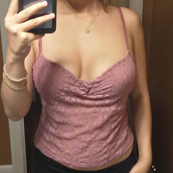 Guess Tops - Y2K Bra Lace Top Tank Purple Pink